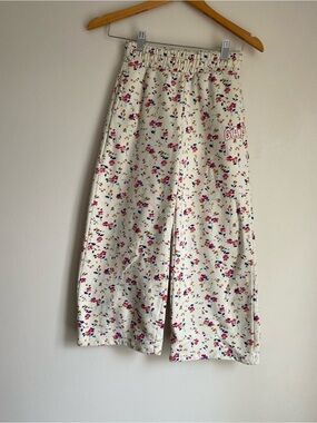 GAP Kids WIDE LEG PANTS GAP LOGO WHITE FLORAL SIZE 8